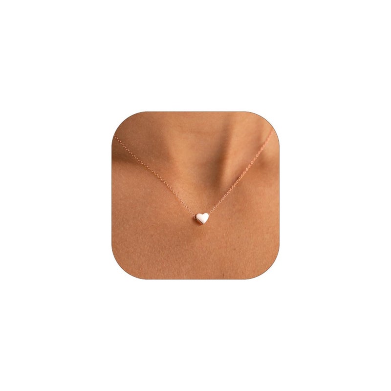 ChicSilver Rose Gold Plated Sterling Silver Tiny Heart Pendant Necklace Endlessness Love Dainty Necklace - Image 1